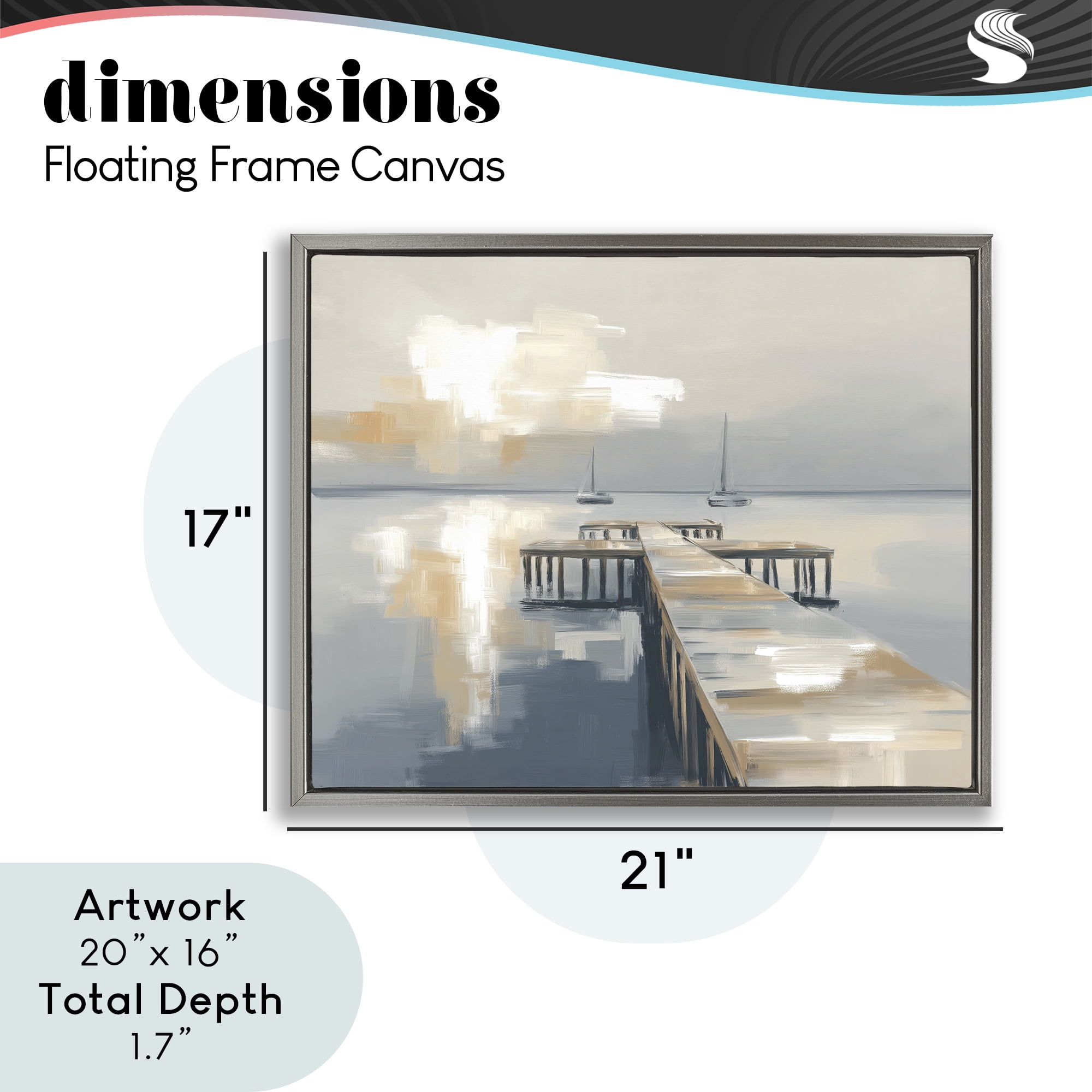 Stupell Industries Pier with Two Boats Seascape Gray Framed Floater Canvas Wall Art, design by Kim Curinga