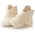 thumbnail image 4 of Baby Girls Cowboy Tassel Boots with Side Zipper Moccasins Non Slip Newborn Infant Booties Suede Toddler First Walker Shoes, 4 of 6