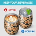 thumbnail image 4 of Leopard Print 12oz Stainless Steel Insulated Wine Tumbler with Lid and Straw – Double Wall Vacuum Mug for Hot & Cold Drinks, 304 Steel Interior, Sweat-Free Design, 4 of 5