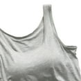 thumbnail image 4 of Crop Tank Top with Built in Bra for Women Round Neck Cropped Sleeveless Tops Soft Stretch Summer Padded Tanks Gray, 4 of 5
