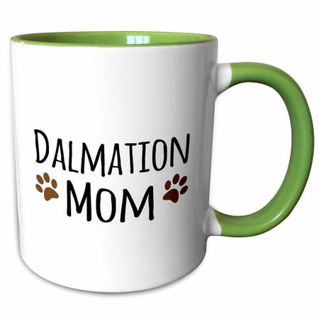 

Dalmation Dog Mom - Doggie by breed - brown muddy paw prints doggy lover proud mama pet owner love 11oz Two-Tone Green Mug mug-154108-7