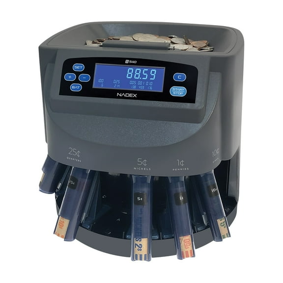 Nadex Coins NCS8-1109 S540 Coin Counting Sorter and Coin Roll Wrapper