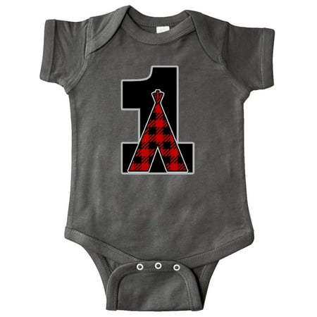 

Inktastic 1st Birthday Buffalo Plaid Teepee Gift Baby Boy or Baby Girl Bodysuit