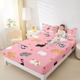 thumbnail image 2 of Manfei Cartoon Multi Breed Cat Fitted Sheet Full, Paw Love Heart Bed Set, Pink, 3-Piece, 1 Fitted Sheet and 2 Pillowcases, 2 of 6