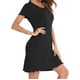 thumbnail image 5 of Puntoco Vestido De Verano Para Mujer, Fino, Rizado, De Color Liso, Para Casa, Manga Corta, Cuello Redondo, Negro, Xxl,Regalos Para Mujer Joven, 5 of 7