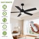 thumbnail image 1 of Yeshouse ventilador de techo de 52" con luz LED y control remoto, 3 temperaturas de color, motor DC reversible y silencioso, bajo consumo, acabado negro mate, ideal para dormitorio, sala o comedor, 1 of 7