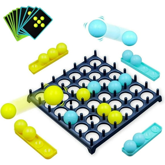 Bounce Off Party Game, Bounce Game with 16 Bouncing Balls, 9 Challenge Cards, 4 Ball Holders, 1 Game Grid, Bounce Board Game for Kids and Adults