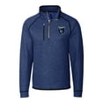 thumbnail image 2 of Men's-Cutter & Buck  Heather Blue San Jose Earthquakes Mainsail Sweater-Knit Half-Zip Raglan Jacket, 2 of 3