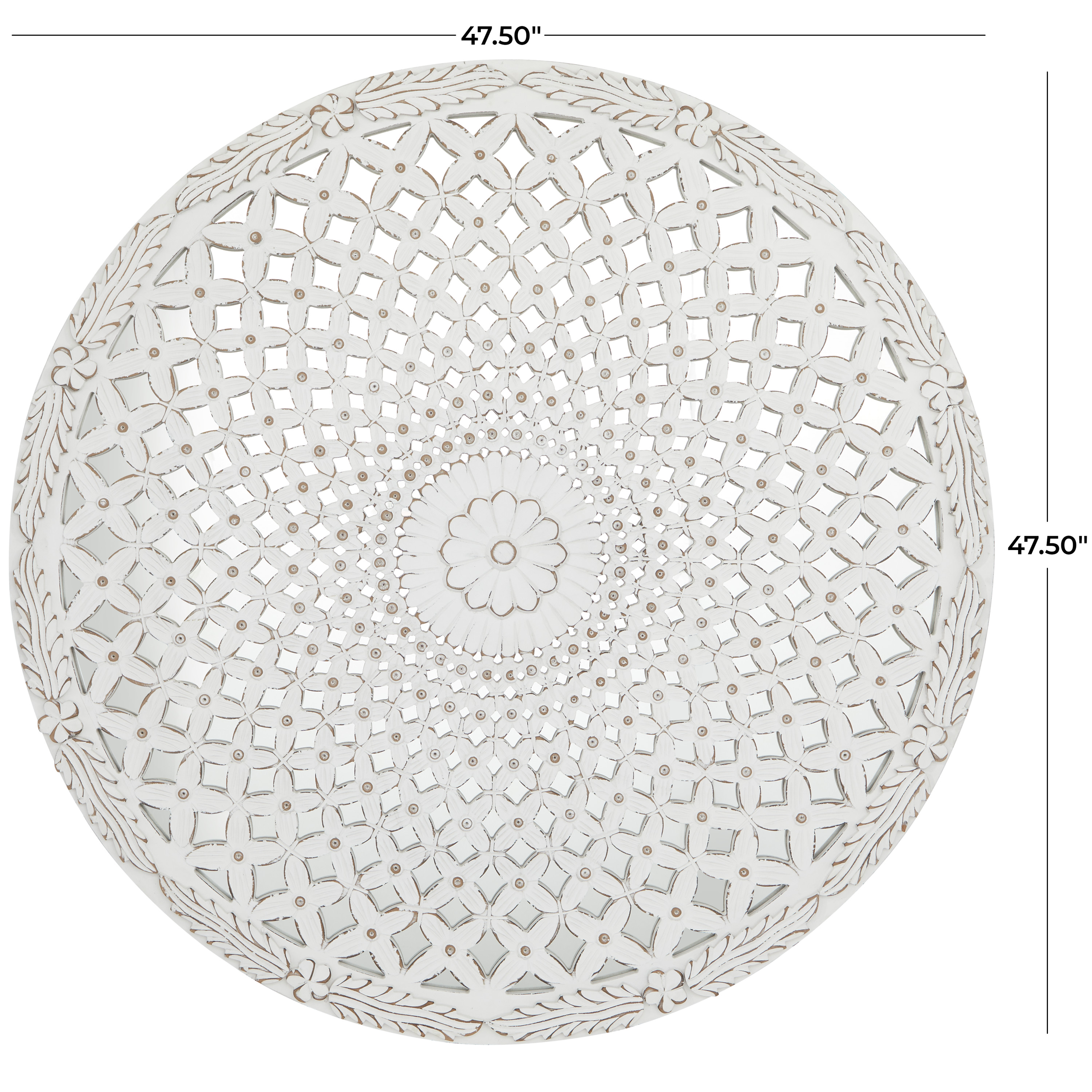 DecMode White Wooden Handmade Medallion Geometric Wall Decor
