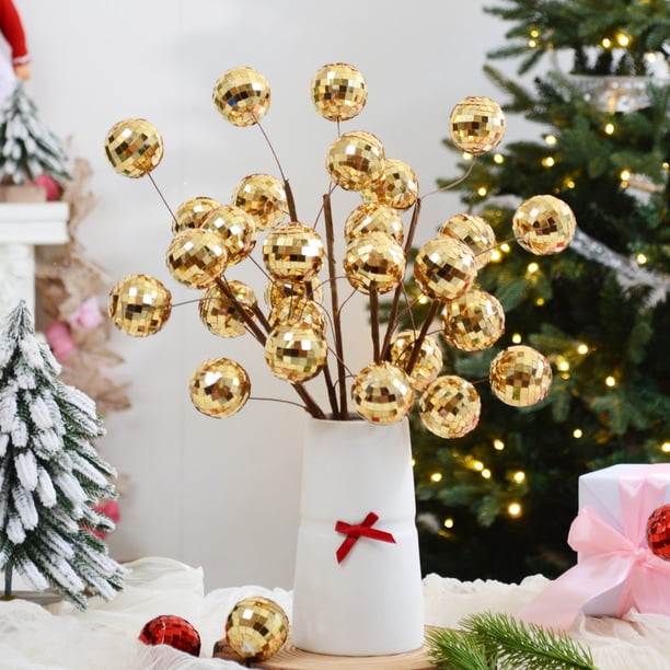 xihome Adorno navideño grande de 40 cm con lentejuelas, espejo y espuma plstica, ideal para decorar el rbol de Navidad, la corona o el centro de mesa.