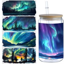 5pcs DIY UV DTF Transfer Stickers, For Glass Tumbler, Waterproof Decals, Plastic Adhesive Label For Bottles And Cups Decor