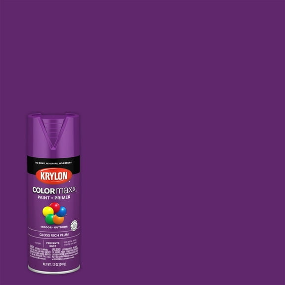 Krylon COLORmaxx Gloss Spray Paint and Primer, Rich Plum, 12 oz