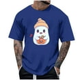 thumbnail image 2 of FDGIU Men's Halloween T-Shirt Plus Size Short Sleeve Shirts - Ghost Pumpkin Graphic Tee, Spooky Funny Costume Top, Loose Fit Short Sleeve Casual Shirt, 2 of 5