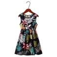 thumbnail image 3 of Toddler Girls Summer Tank Dress Tropical Beach Vacation Dress Sleeveless Cotton Cute Hawaiian Outfits, Navy, 8 Years, 3 of 3