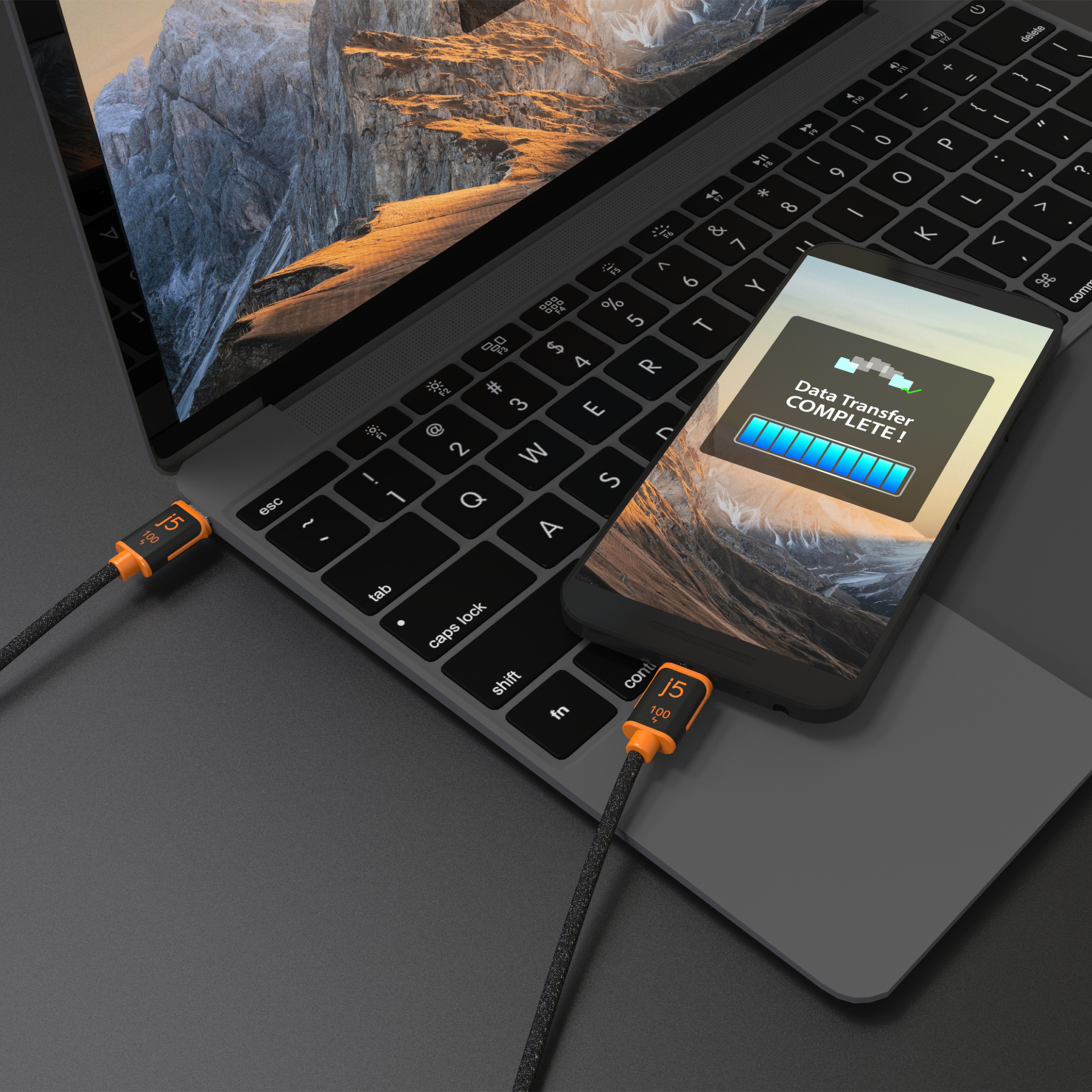 j5create 100W USB-C Sync & Charge Cable, Black photo 3