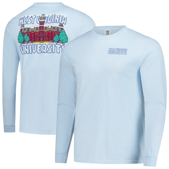 Men's Image One Light Blue West Virginia Mountaineers Frosted Dreams Comfort Colors Long Sleeve T-Shirt