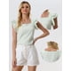 thumbnail image 2 of Top de verano a cuadros para mujer Blusa de manga con volantes y cuello cuadrado Verde L, 2 of 4