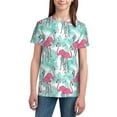 thumbnail image 2 of Honeii Flamingo Print Youth Short Sleeve T-Shirt,Boys Athletic Shirt,Quick Dry Short Sleeve Performance Moisture Wicking T Shirt, 2 of 6