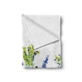 thumbnail image 2 of Watercolor Flower Soft Flannel Fleece Throw Blanket, Swirled Brushstroke Herbs Romantic Feminine Blooming Nature Artwork, Cozy Plush for Indoor and Outdoor Use, 70" x 90", Blue Yellow, by Ambesonne, 2 of 6