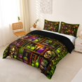 thumbnail image 2 of Homewish Skull Skeleton Duvet Cover Queen,Vintage Bookshelf Queen Bedding,Halloween Comforter Cover,Black Reversible,3-Piece,1 Duvet Cover and 2 Pillowcases, 2 of 6