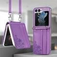 thumbnail image 6 of Z Flip 5 Case, Galaxy Z Flip 5 Wallet Case, Allytech Premium PU Leather Protection Wallet Case with Cards Holders Shoulder Strap Phone Cover Case for Samsung Galaxy Z Flip 5 2023 5G - Purple, 6 of 8