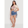thumbnail image 2 of Women's Plus Size Fringe Hem High Waisted Denim Shorts, 2 of 4