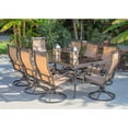 thumbnail image 6 of Hanover Outdoor Monaco 9-Piece Sling Dining Set with 42" x 84" Glass-Top Table and 8 Swivel Rockers in Cedar, 6 of 8