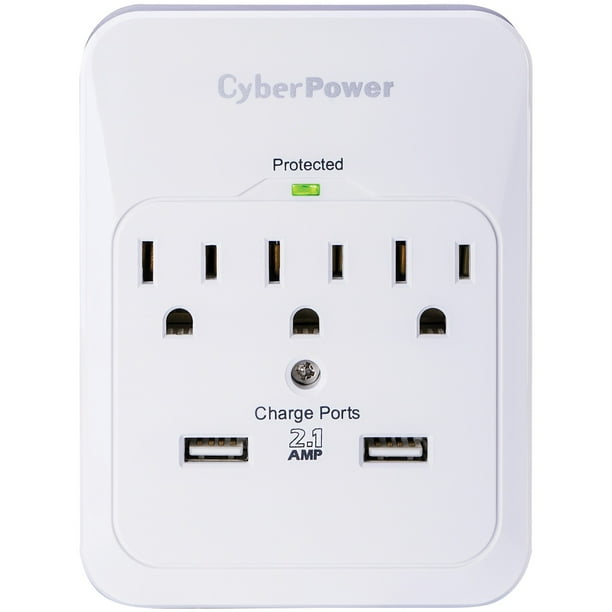 CyberPower P300WURC2 Home Office SurgeProtector Wall Tap with 2 USB Ports