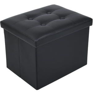 LotFancy 17" Storage Ottoman Cube, Black