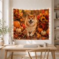 thumbnail image 5 of Smiling Akita With Pumpkins and Maple Leaves, Cozy Farmhouse Style for Dog Lovers, Harvest Wall Art, Housewarming Gift, Tapestry Wall Hanging for Bedroom and Kitchen, 5 of 7