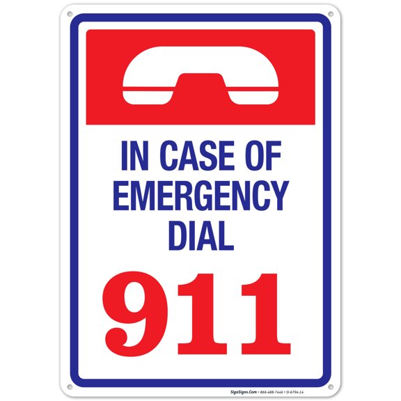 In Case Of Emergency Dial Sign, Pool Sign,