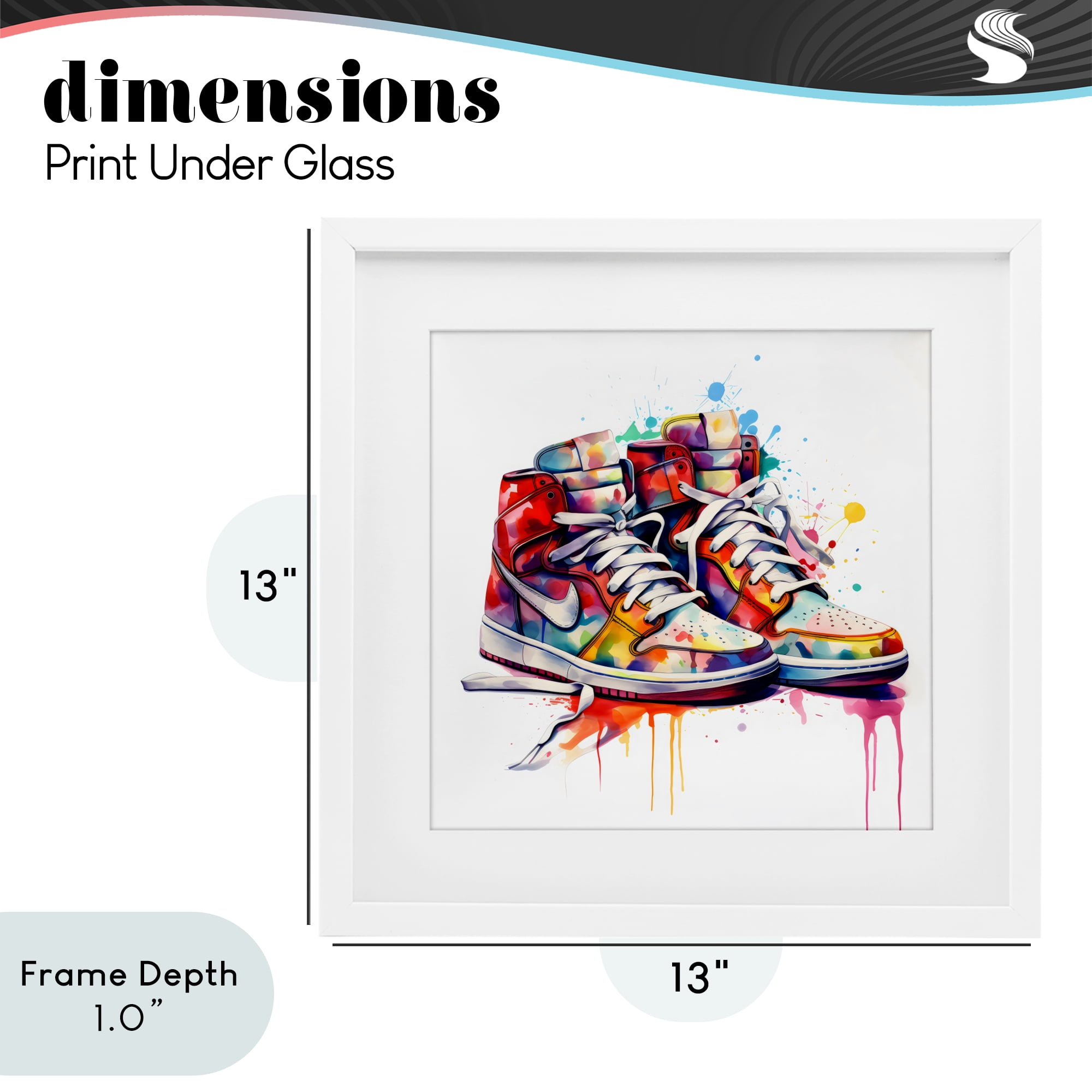 Stupell Industries Sneakers with Watercolor Drip White Framed Print Under Glass, design by Creative Studio