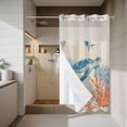 thumbnail image 4 of Sea Turtle Coastal No Hook Shower Curtain with Snap in Liner, Waterproof Fabric Shower Curtains, Summer Beach Coral Nautical Farmhouse Shower Curtain Set Top See Through for Bathroom 36"x78", 4 of 8