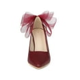 thumbnail image 5 of BLISSFUL STEP Women's Pointed Toe Bow Decor Stiletto Heel Pumps Burgundy 8, 5 of 7