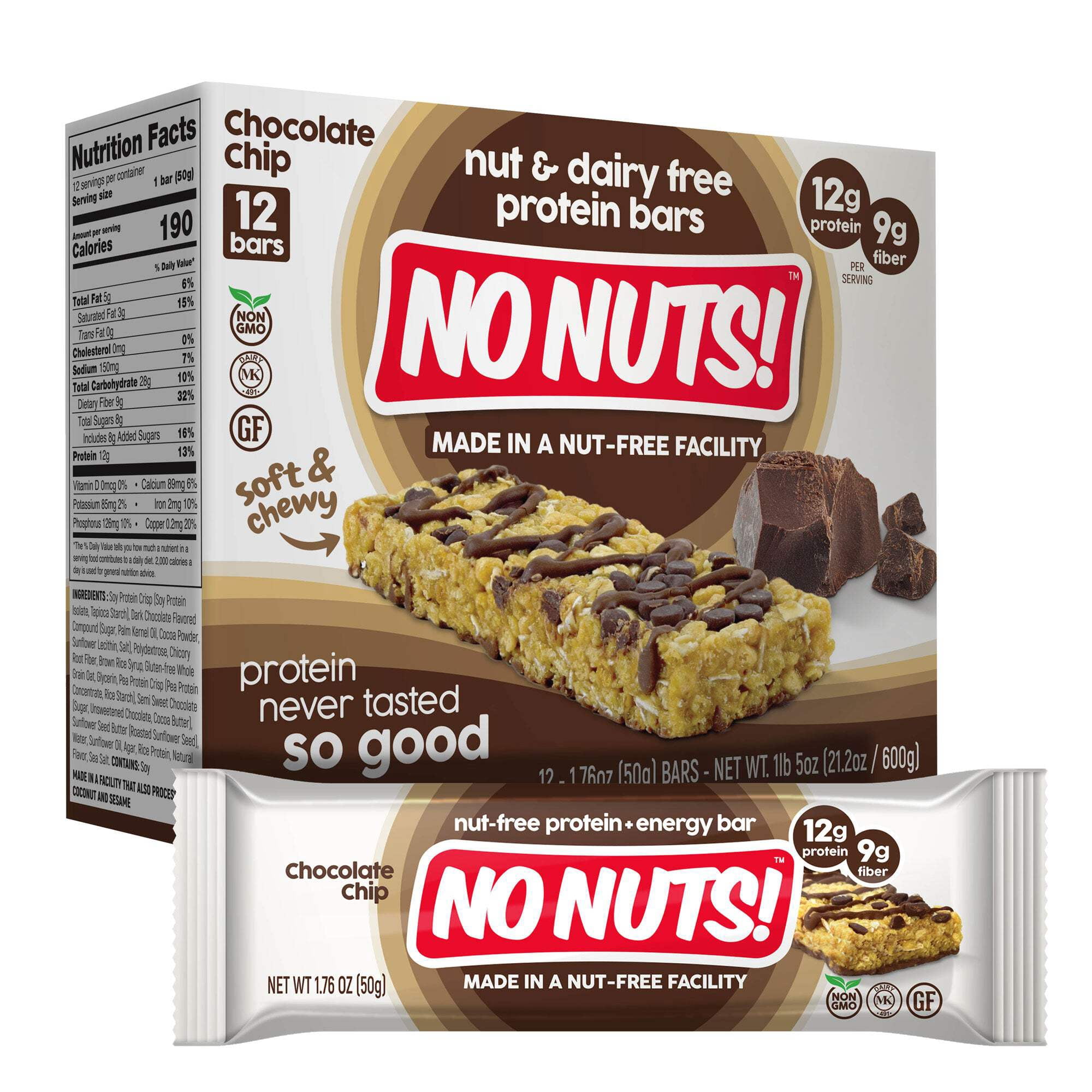 No Nuts! Chocolate Chip Snack Bars - 12 Bar Pack