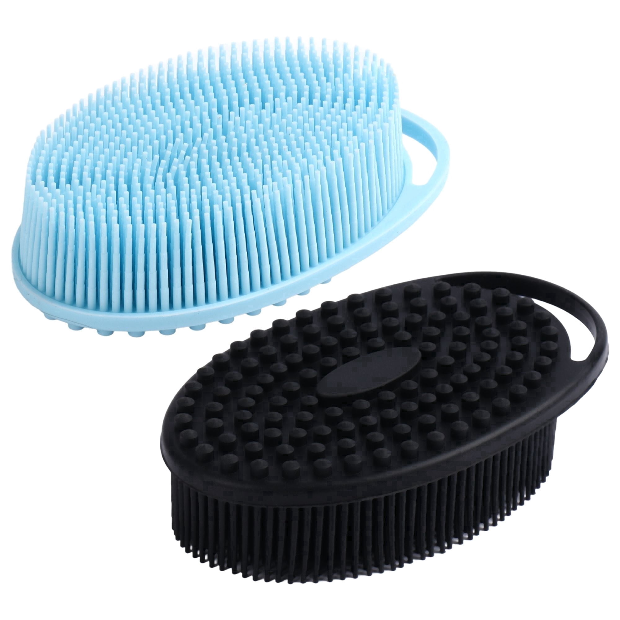 Okaka 2 Pack Silicone Loofah Bath Brush, Silicone Body Scrubber Dual-Sided Exfoliating Shower Brush for Men Women