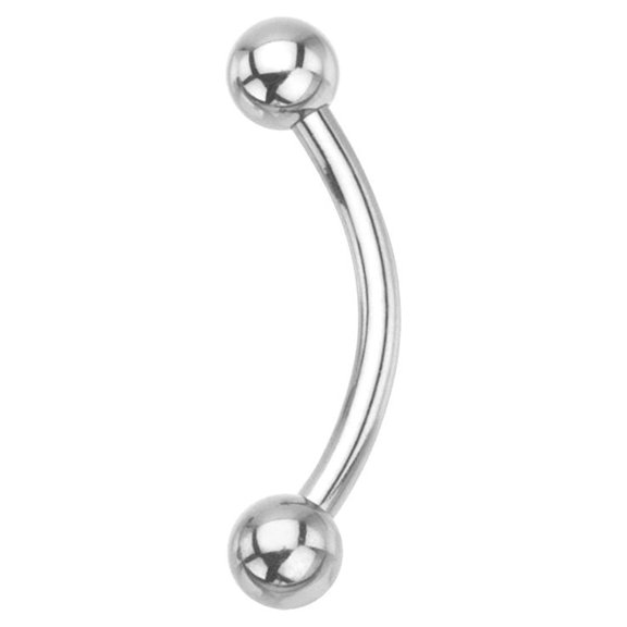 BodyJewelryOnline Curved Barbell Surgical Steel 14g Eyebrow, Belly Button, Cartilage Piercings Choose The Size
