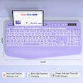 thumbnail image 4 of Wagpak Wireless Keyboard 7 Color Backlit Wrist Rest Rechargeable 112 Keys Quiet Keyboard-Purple, 4 of 7