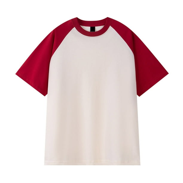 Camiseta de Manga Corta de la Blusa de Cuello Redondo, Mangas de Mano para Hombres