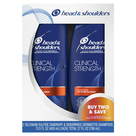 Head and Shoulders Clinical Strength Dandruff and Seborrheic Dermatitis Shampoo, 13.5 fl oz Twin (Best Organic Shampoo For Seborrheic Dermatitis)