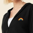 thumbnail image 5 of Dalix Rainbow Embroidered Fleece Cropped Zip Hoodie Cold Fall Winter Womens in Black M Medium, 5 of 5