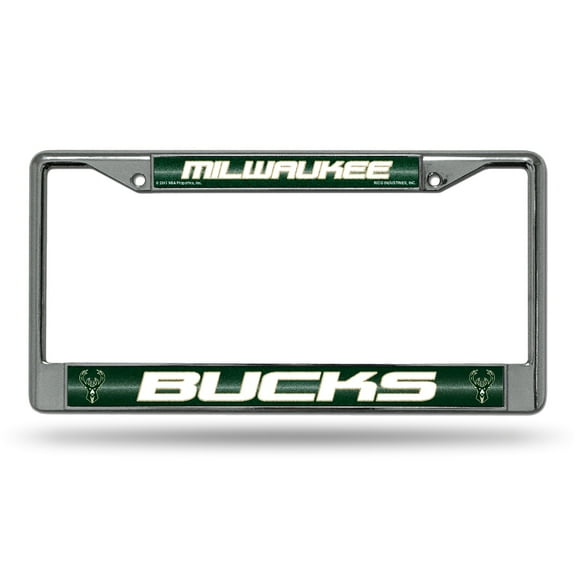 Milwaukee Basketball Bucks Standard Size Chrome License Plate Frame - It Sparkles! - Let's Go!