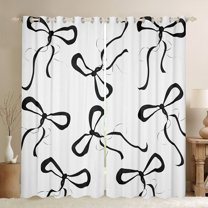jejeloiu Chic Bowknot Ribbon Curtains Pack of 2 (42x84 Each),Cute Kawaii Bowtie Curtains Blackout,Black Girly Bow Bedroom Curtains For Girls Teens,Luxury Bedroom Decor
