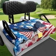 thumbnail image 4 of Pzuqiu Golf Cart Seat Cover Front Pockets Comfortable, Compatible with Sports Club Car Seat Golf Cart Cushion Covers, Firework Stars US Flag, 4 of 9