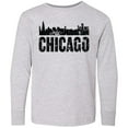 thumbnail image 3 of Inktastic Chicago Skyline Grunge Long Sleeve Youth T-Shirt, 3 of 5