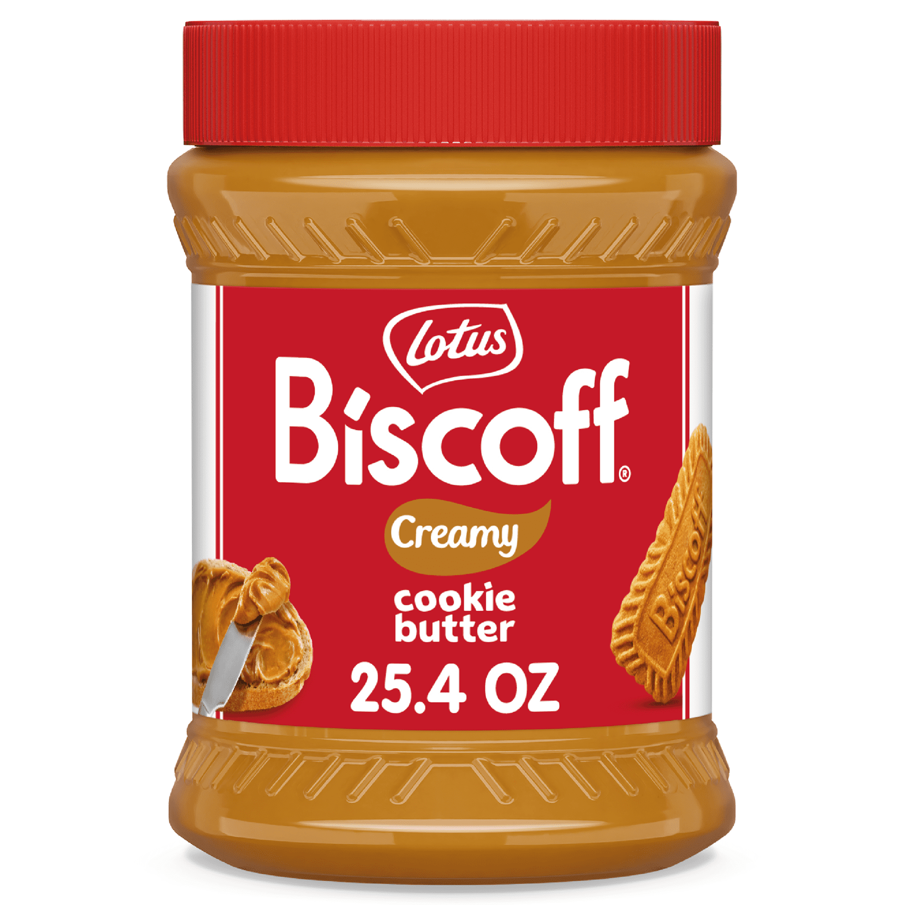 (4 pack) Lotus Biscoff Creamy Cookie Butter, Nut-Free Spread, 25.4oz, Value Size