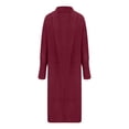 thumbnail image 3 of Lovskoo Cardigan Sweaters for Women Open Front Solid Color Long Pocket Temperament Tassel Jacket Oversized Winter Outerwear Tops Claret, 3 of 5