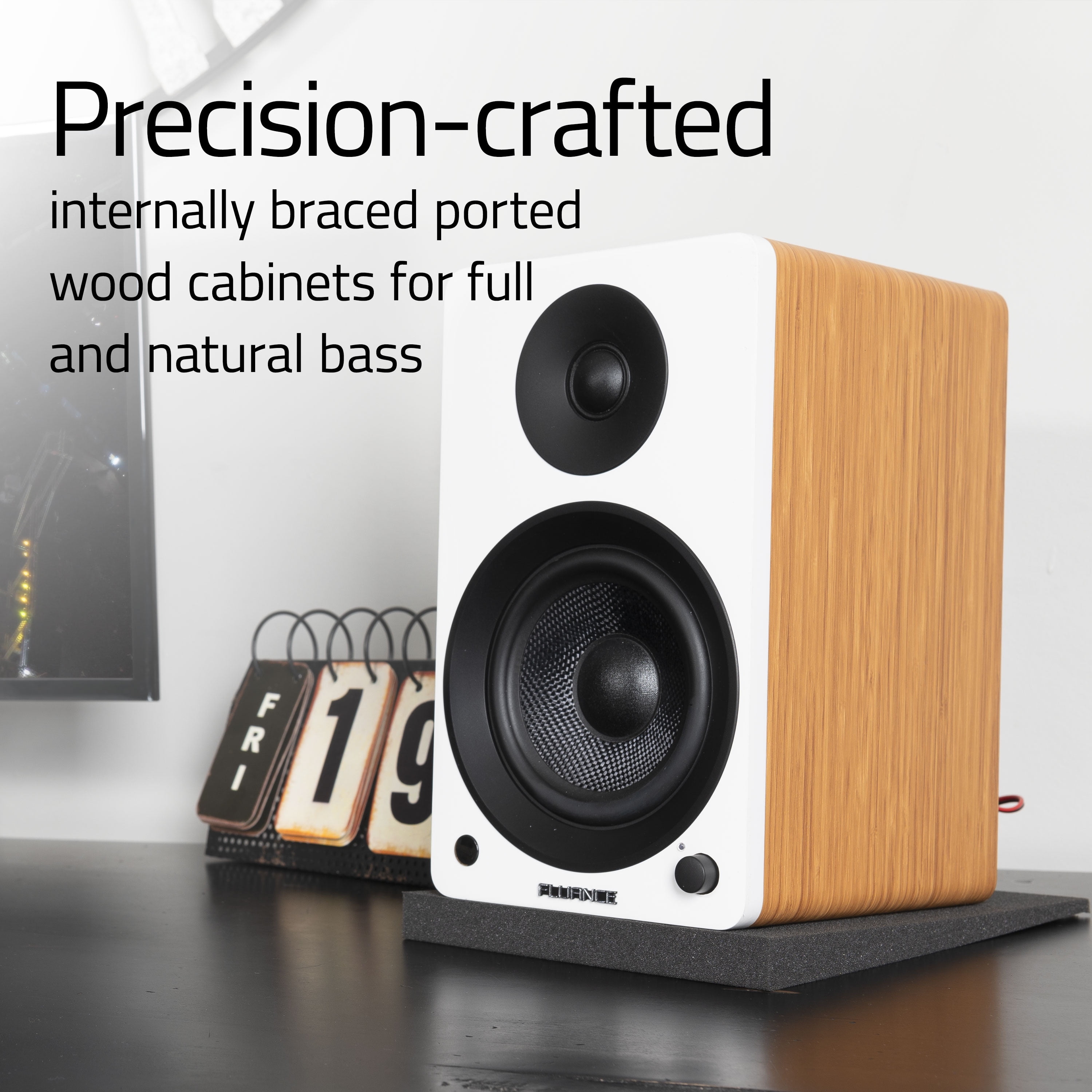 Fluance Ai41 Powered 2-Way 2.0 Stereo Bookshelf Speakers with 5" Drivers, 90W Amplifier for Turntable, TV, PC and Bluetooth 5 Wireless Music Streaming with RCA, Optical & Subwoofer Out (Lucky Bamboo)