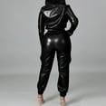 thumbnail image 4 of Wensltd Womens Outfits Solid Color Leather Trousers Multi-pocket Suit, 4 of 4