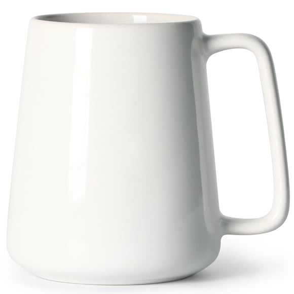 24 OZ Large Coffee Mug, Smilatte Nice Ceramic Boss Tea Cup with Big Handle for Dad Men Women, Unique Style for Any Kitchen, White